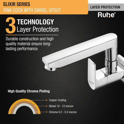 Elixir Sink Tap With Small (7 inches) Round Swivel Spout Faucet 3 layer protection