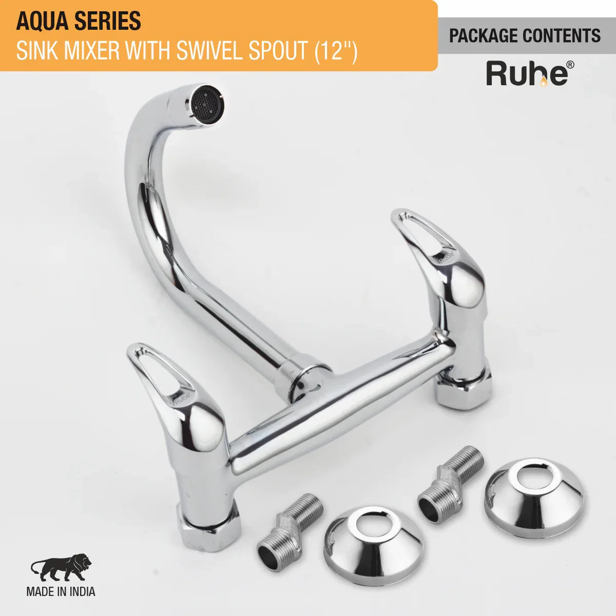 Aqua Sink Mixer with Small (12 inches) Round Swivel Spout Faucet package content