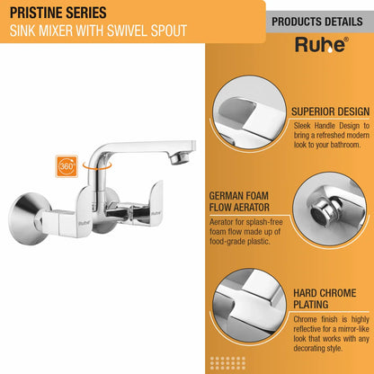 Pristine Sink Mixer with Small (7 inches) Swivel Spout Faucet product details