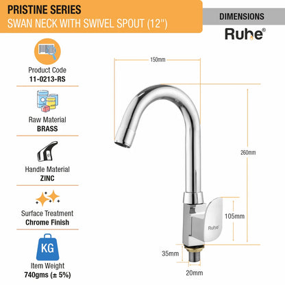 Pristine Deck Mount Wash Basin Tap with Swivel Spout