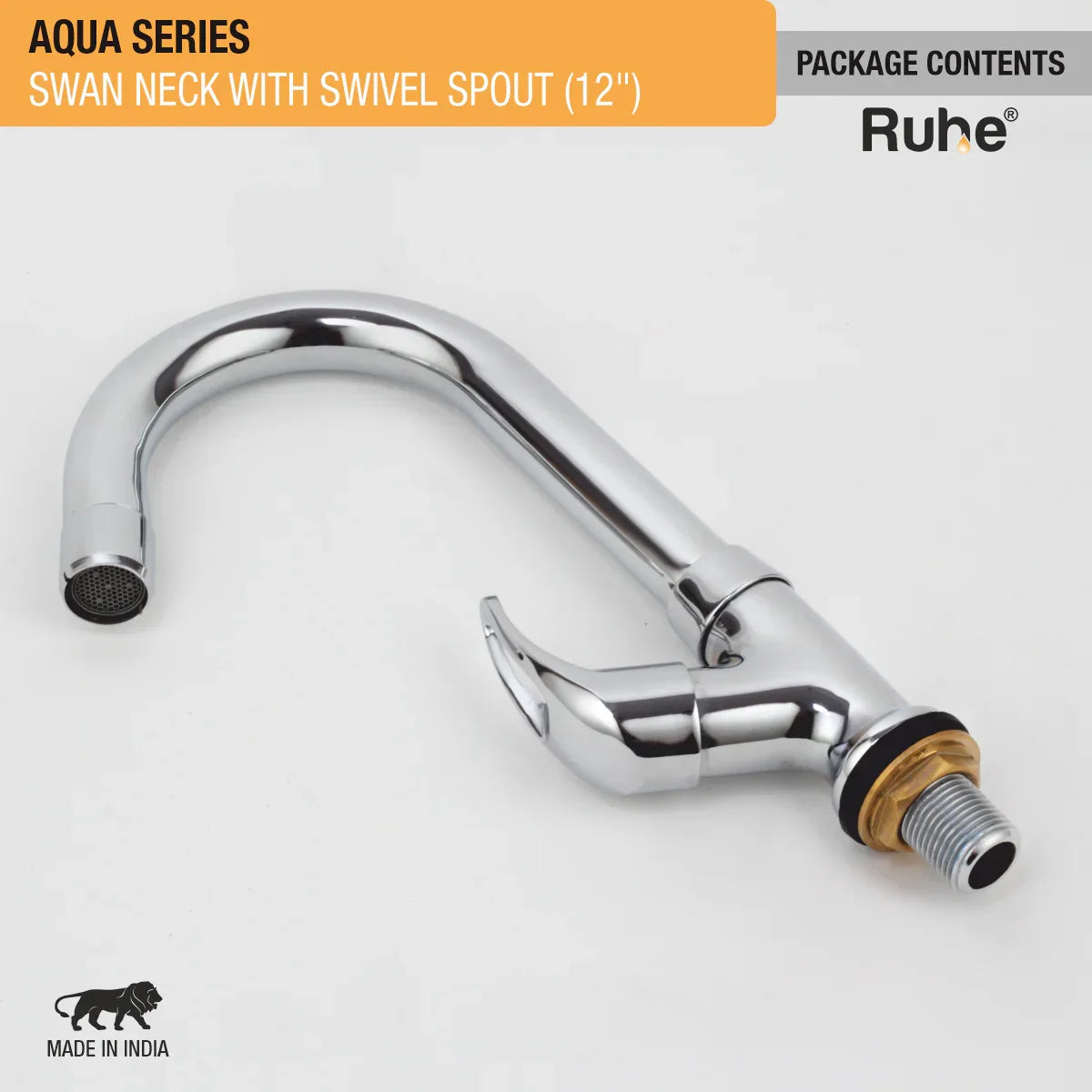Aqua Swan Neck with Small (12 inches) Round Swivel Spout Faucet package content