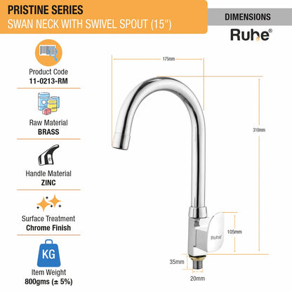 Pristine Deck Mount Wash Basin Tap with Swivel Spout