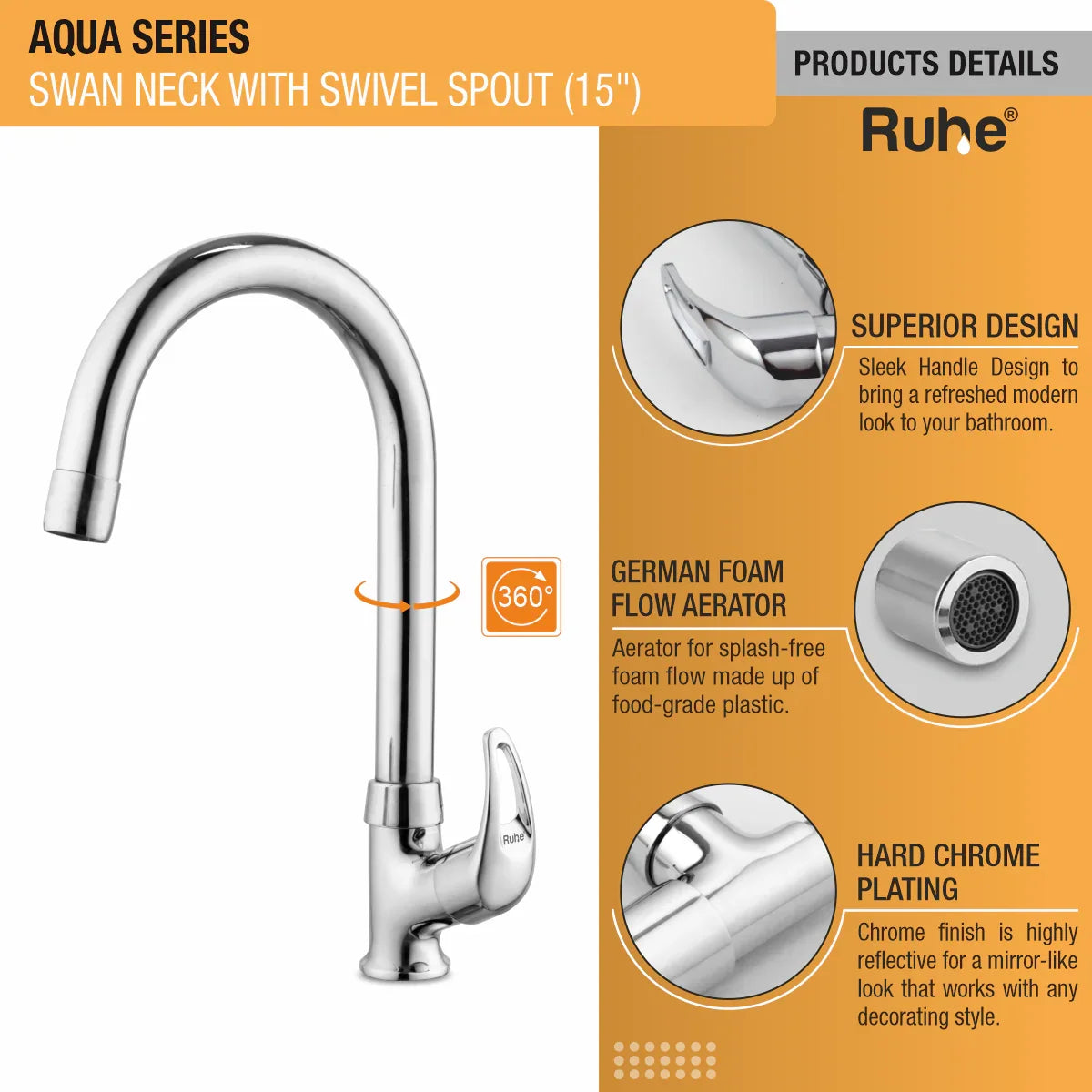 Aqua Deck Mount Wash Basin Tap with Swivel Spout