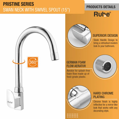 Pristine Deck Mount Wash Basin Tap with Swivel Spout