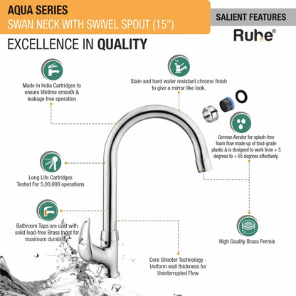 Aqua Deck Mount Wash Basin Tap with Swivel Spout