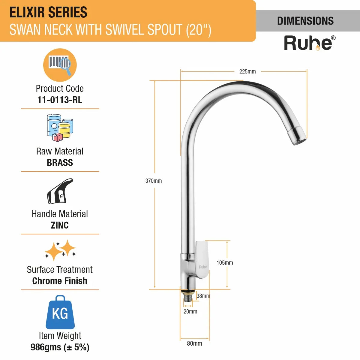 Elixir Deck Mount Wash Basin Tap with Swivel Spout