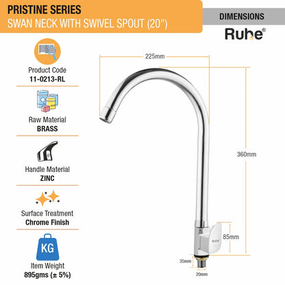 Pristine Deck Mount Wash Basin Tap with Swivel Spout
