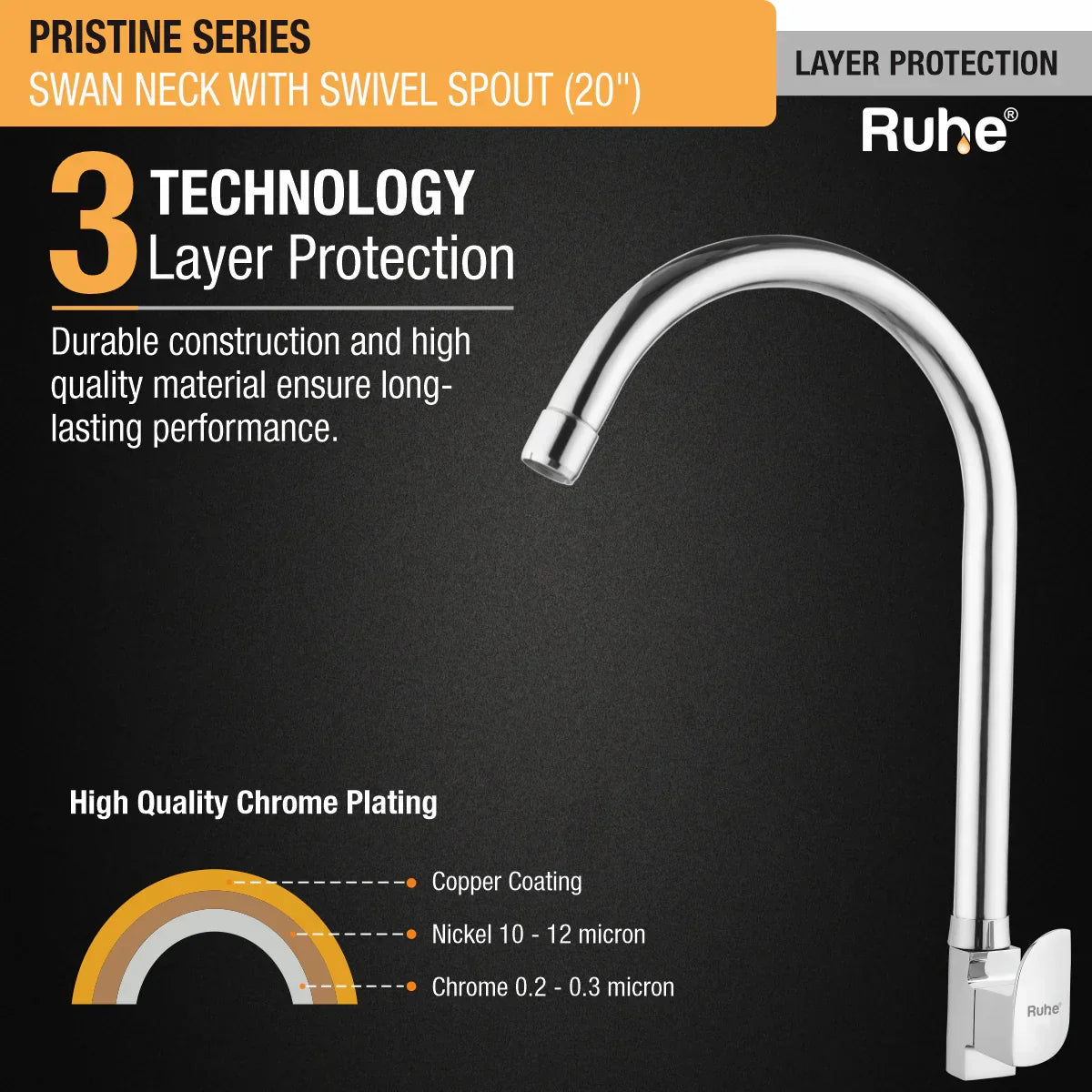 Pristine Deck Mount Wash Basin Tap with Swivel Spout