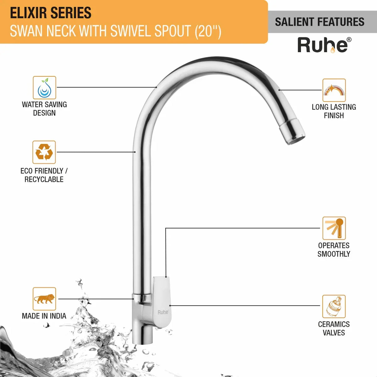 Elixir Deck Mount Wash Basin Tap with Swivel Spout