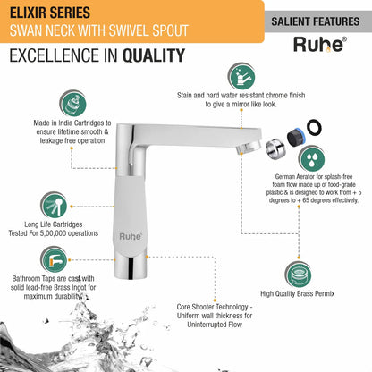 Elixir Swan Neck with Swivel Spout Faucet features