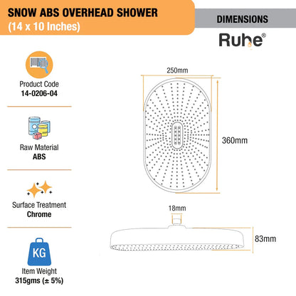 Snow ABS Overhead Shower (14 x 10 Inches)