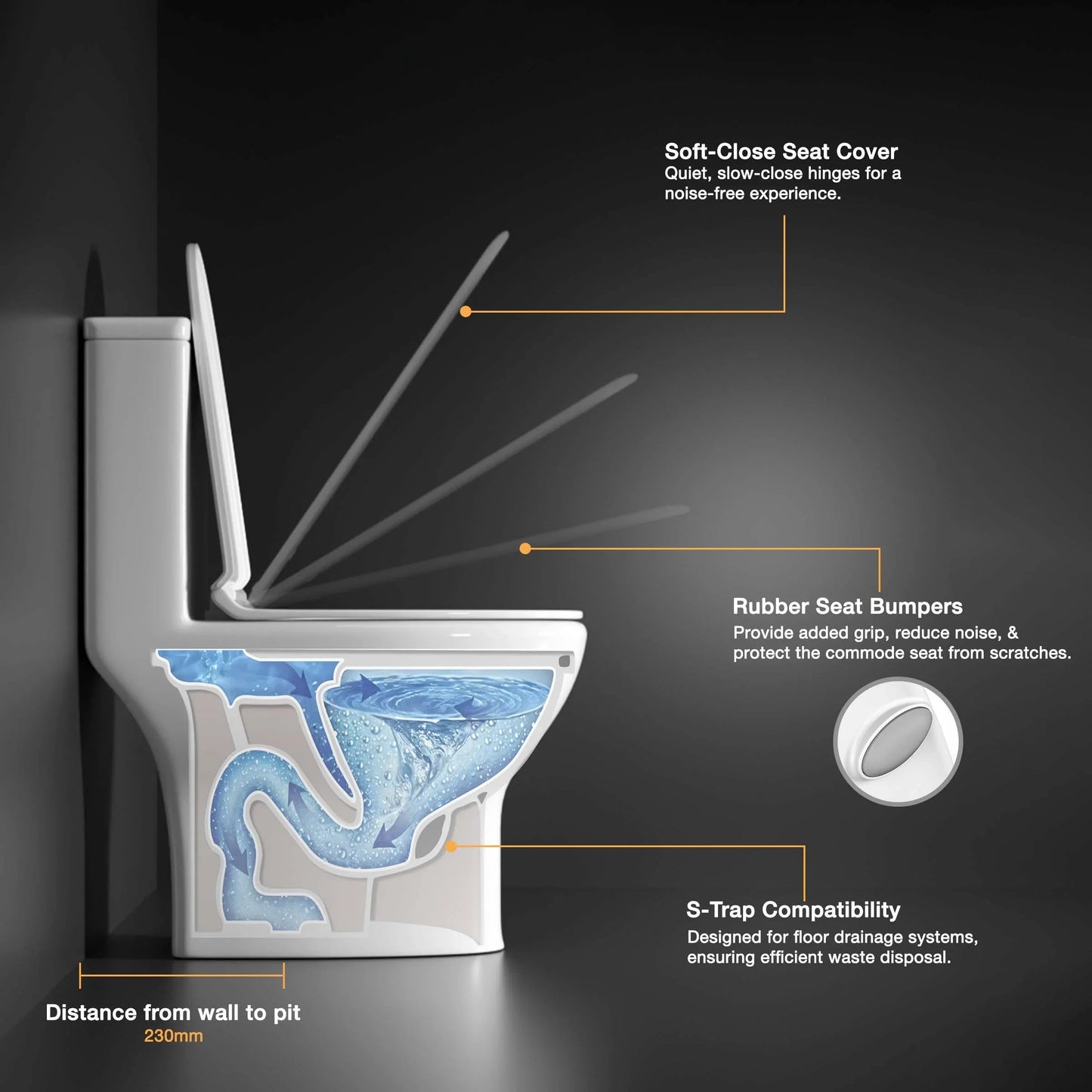 Space One-Piece Western Commode, S Trap