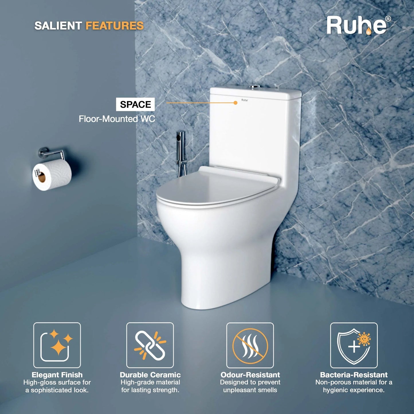 Space One-Piece Western Commode, Salient Features