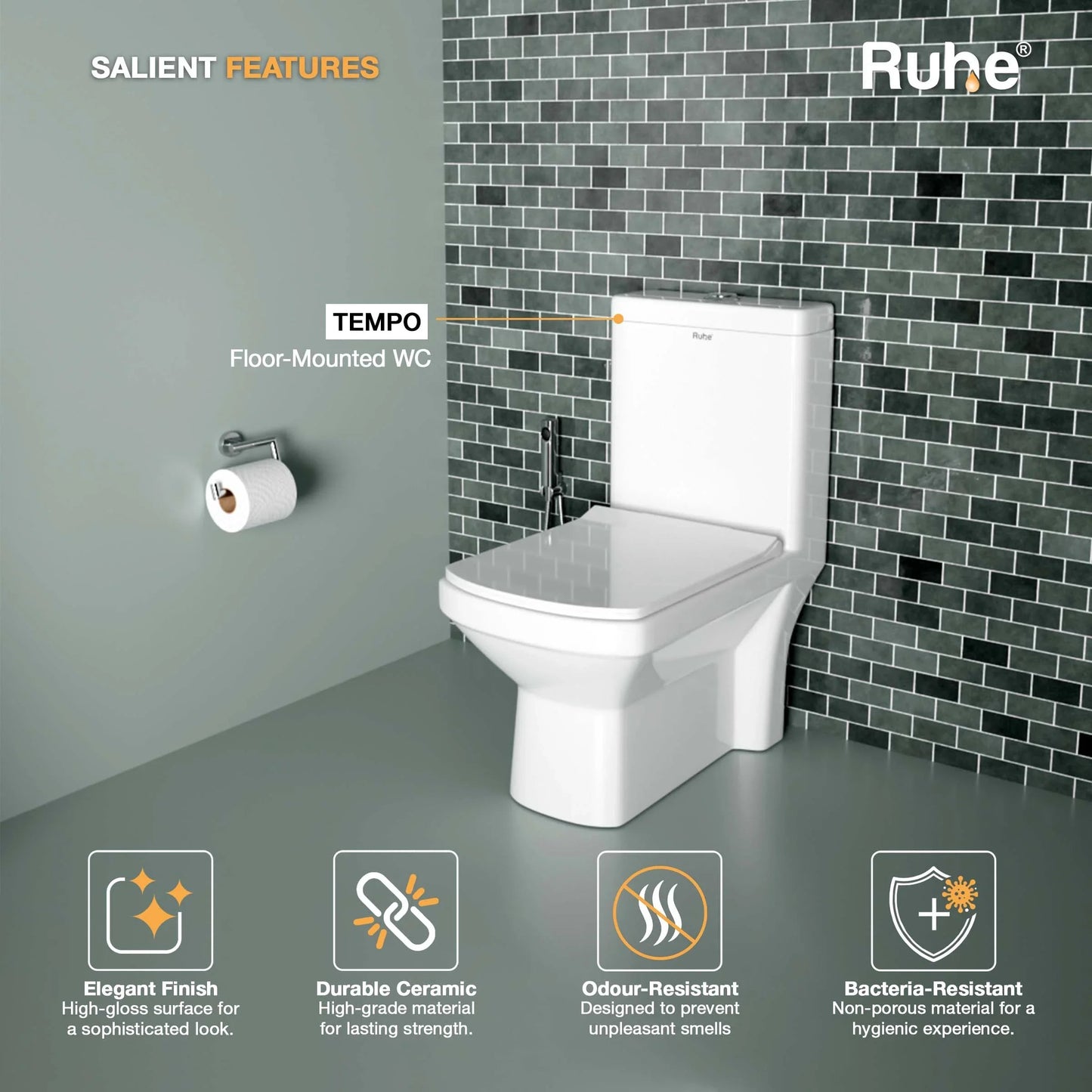 Tempo One-Piece Western Commode, Salient Features