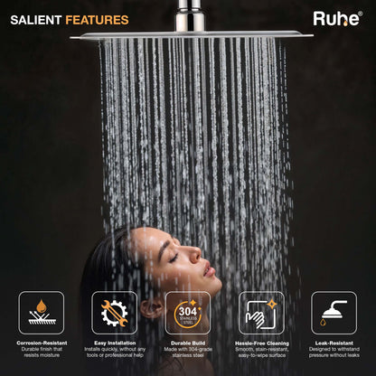 Ultra Sleek 304-Grade SS Overhead Shower 12 Inches Salient Features