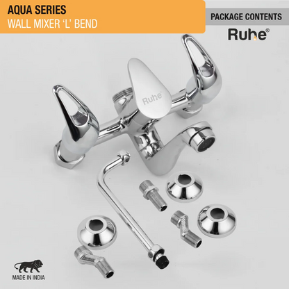 Aqua Wall Mixer Brass Faucet with L Bend package content