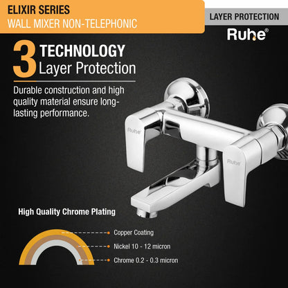 Elixir Wall Mixer Brass Faucet (Non-Telephonic) 3 layer protection