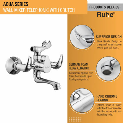 Aqua Telephonic Wall Mixer Brass Faucet (with Crutch) product details