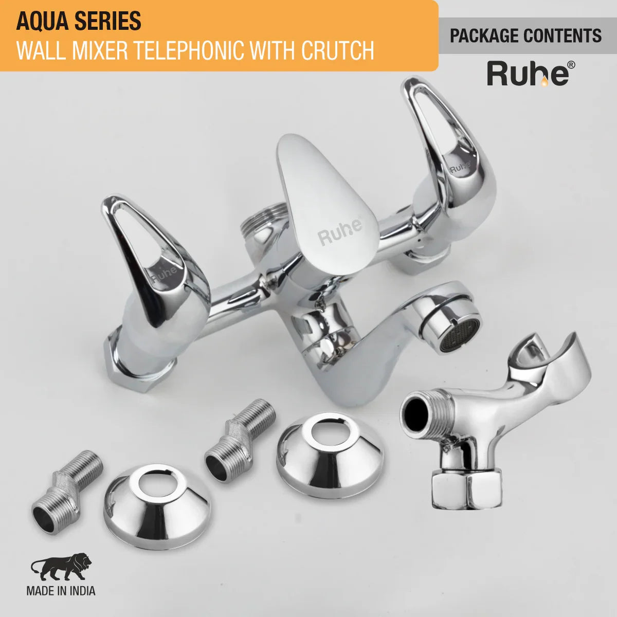 Aqua Telephonic Wall Mixer Brass Faucet (with Crutch) package content