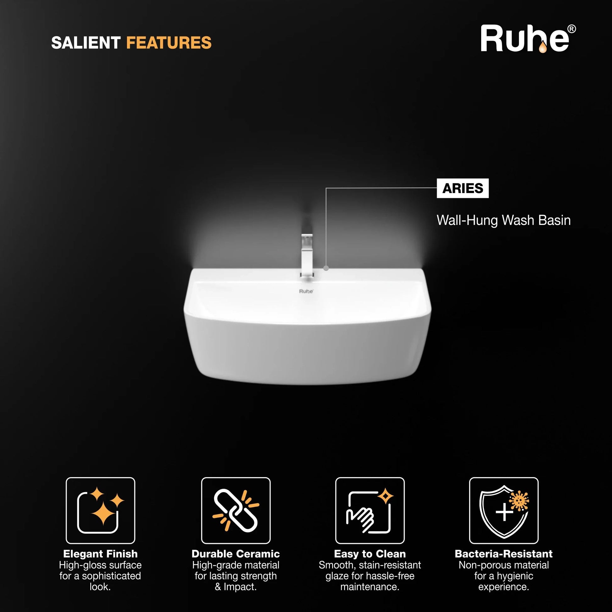 Aries Wall-Hung Wash Basin (Features)