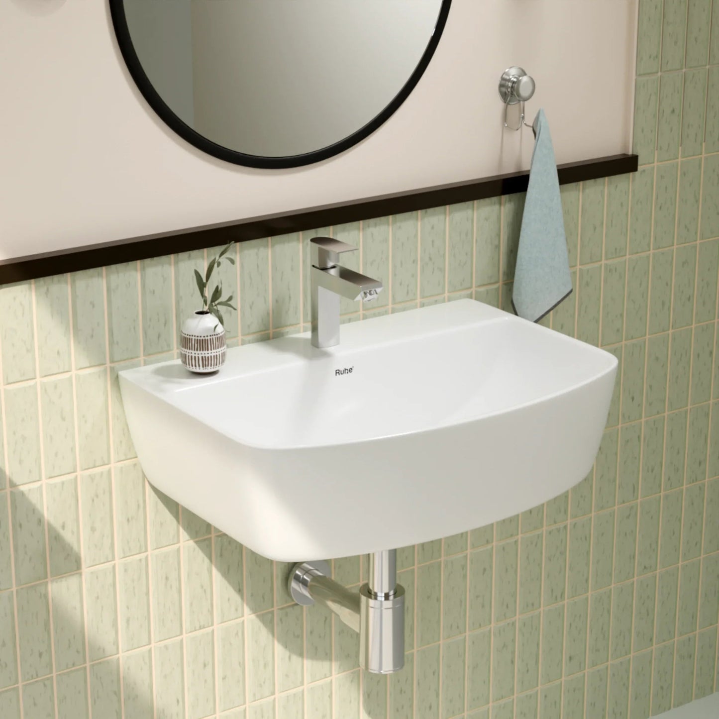 White Aries Wall-Hung Wash Basin (Lifestyle)