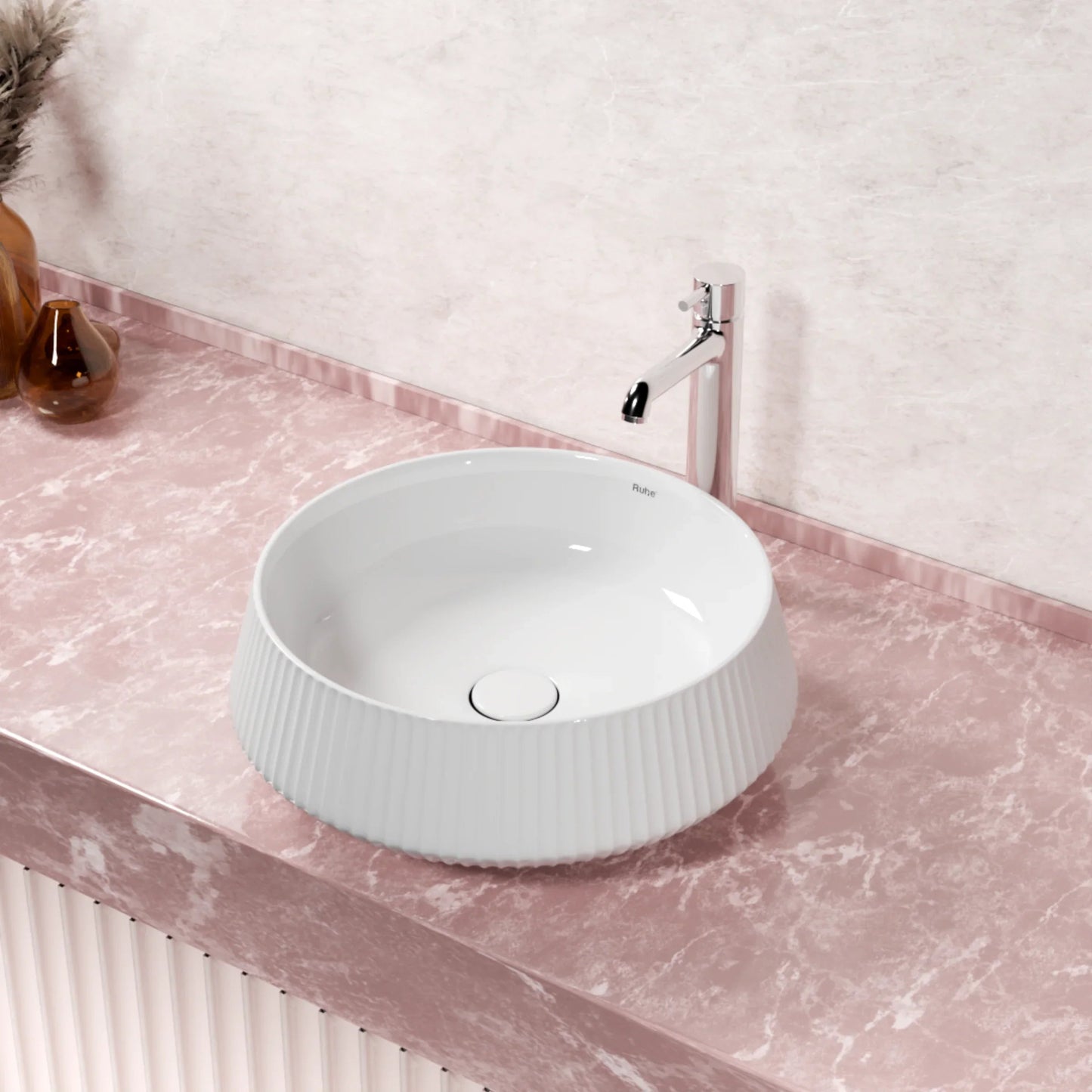 White Castor Table-Top Wash Basin (Lifestyle)