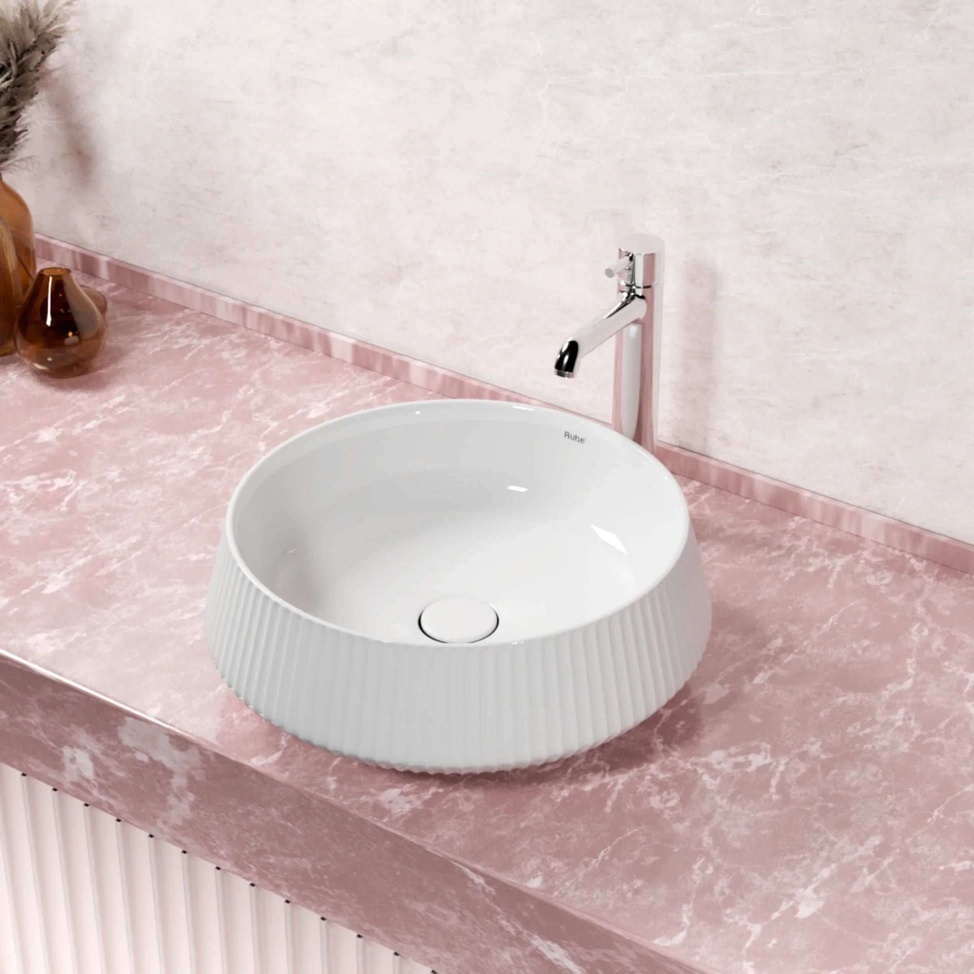 White Castor Table-Top Wash Basin (Lifestyle)