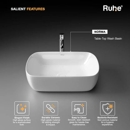 White Norma Table Top Wash Basin (Features)