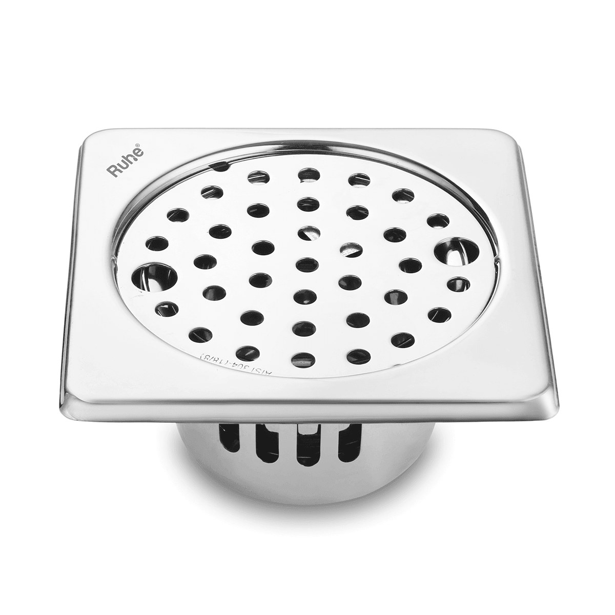 Air Square 304-Grade Floor Drain with Collar, Lock & Cockroach Trap (5 x 5 Inches) - by Ruhe - Ruhe