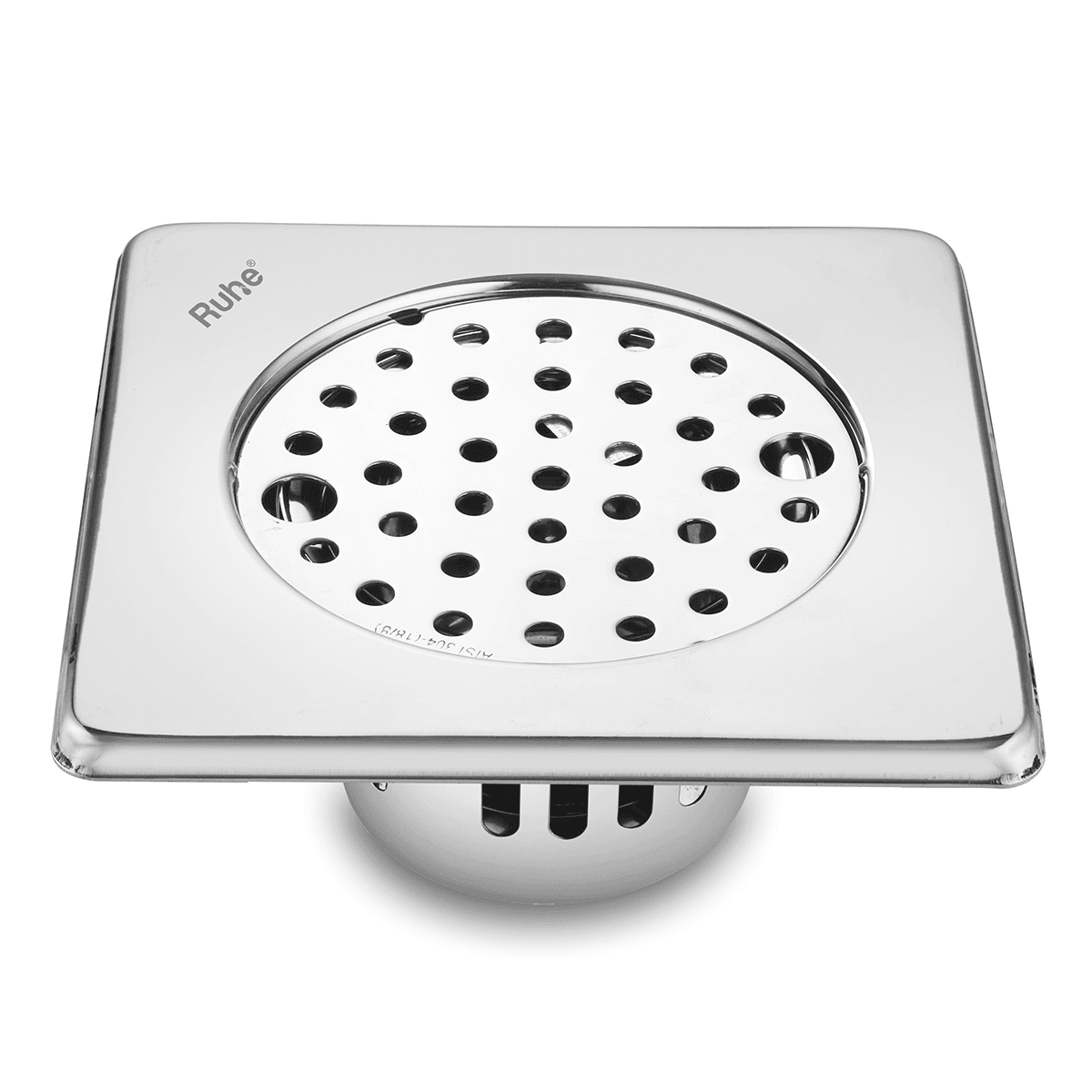 Air Square 304-Grade Floor Drain with Collar, Lock & Cockroach Trap (6 x 6 Inches) - by Ruhe - Ruhe