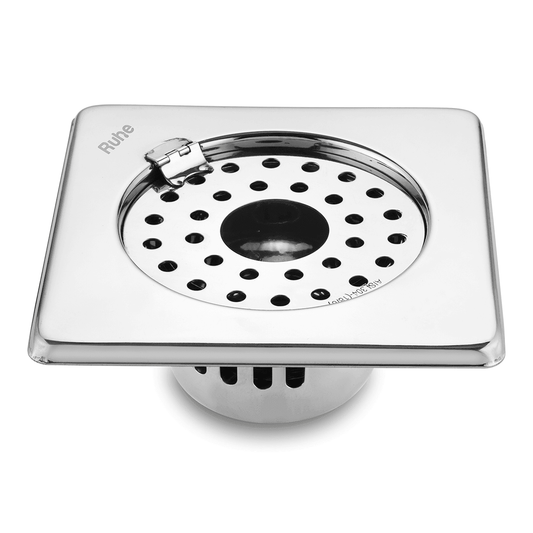 Air Square 304-Grade Floor Drain with Collar, Hinge, Hole & Cockroach Trap (6 x 6 Inches) - by Ruhe - Ruhe