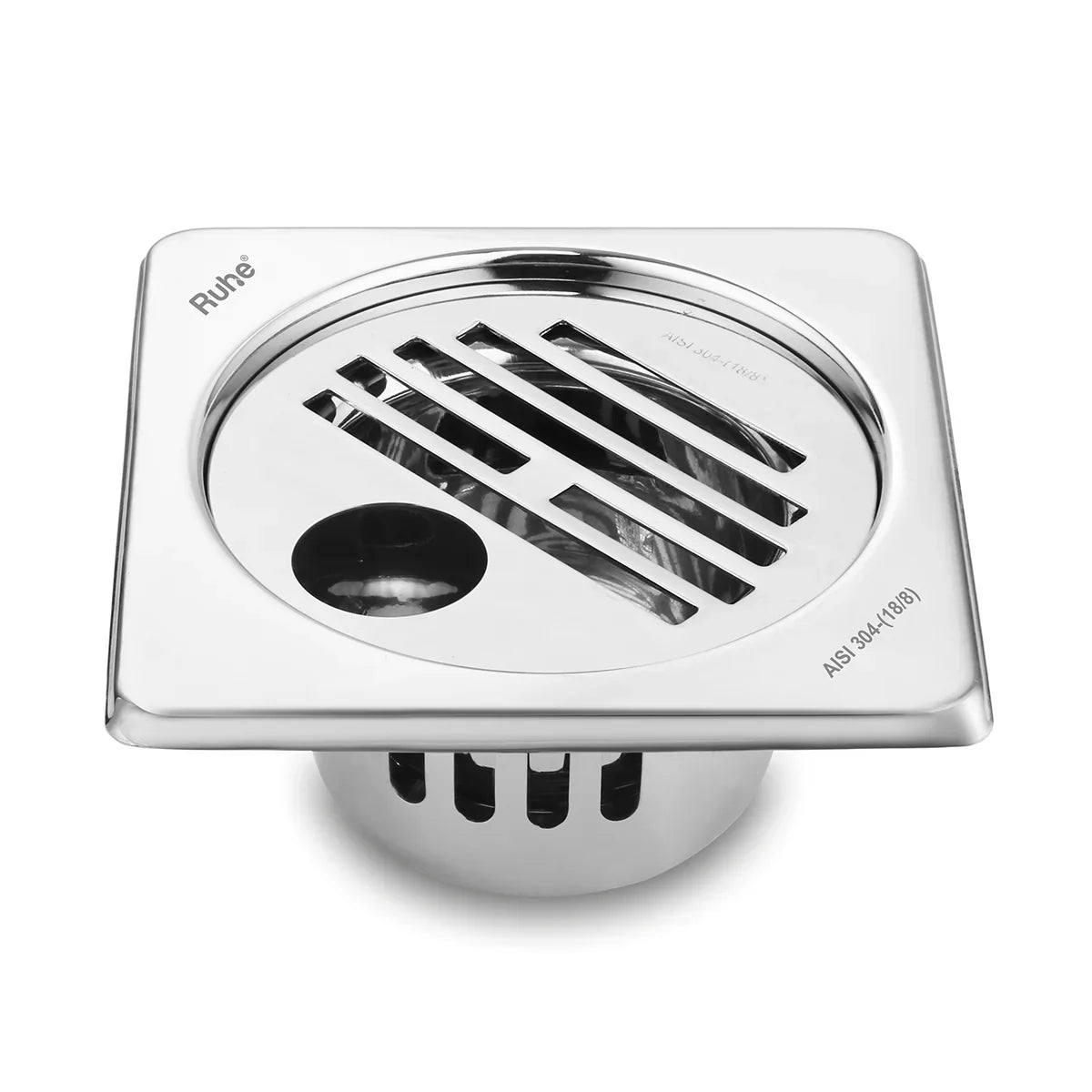 Classic Floor Drain with Collar Square (5 x 5 Inches) with Hole and Cockroach Trap (304 Grade)