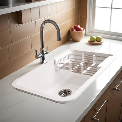 Quartz Single Bowl Round Kitchen Sink (24 x 18 x 9 Inches)