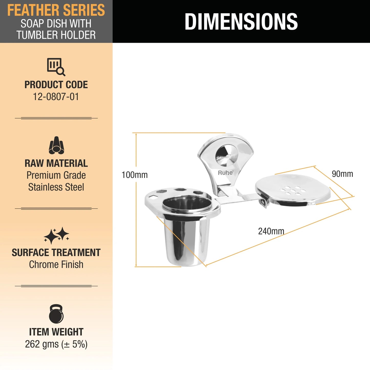 Feather Stainless-Steel Soap Dish with Tumbler Holder 2