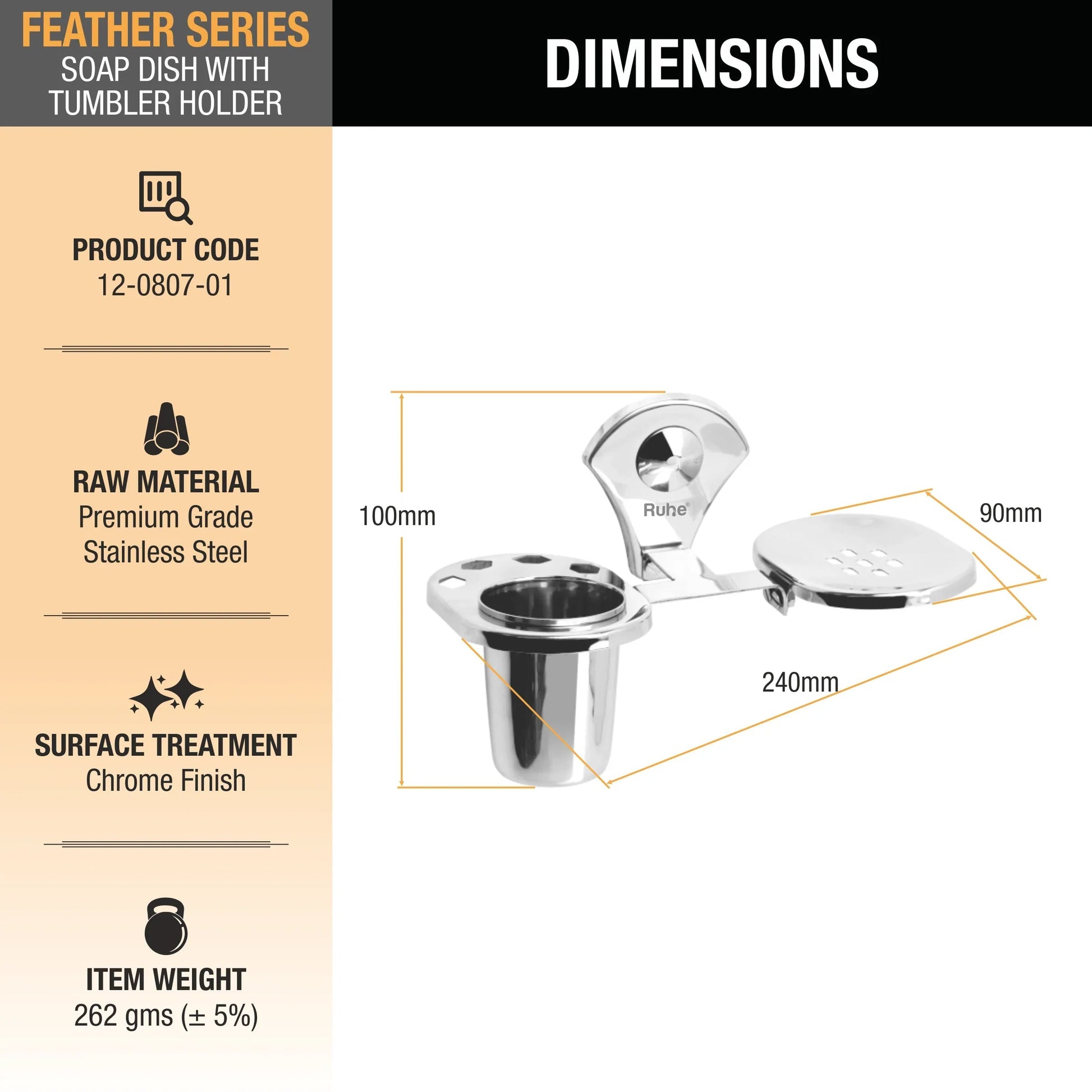 Feather Stainless-Steel Soap Dish with Tumbler Holder 2
