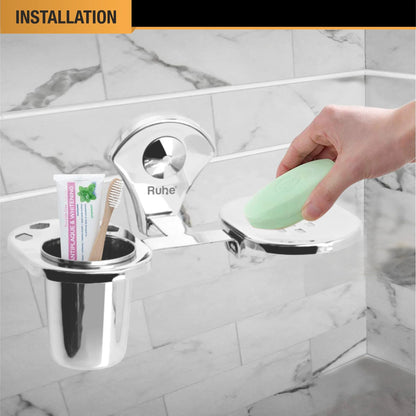 Feather Stainless-Steel Soap Dish with Tumbler Holder 3