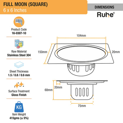 Full Moon Floor Drain with Cockroach Trap