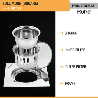 Full Moon Floor Drain with Cockroach Trap