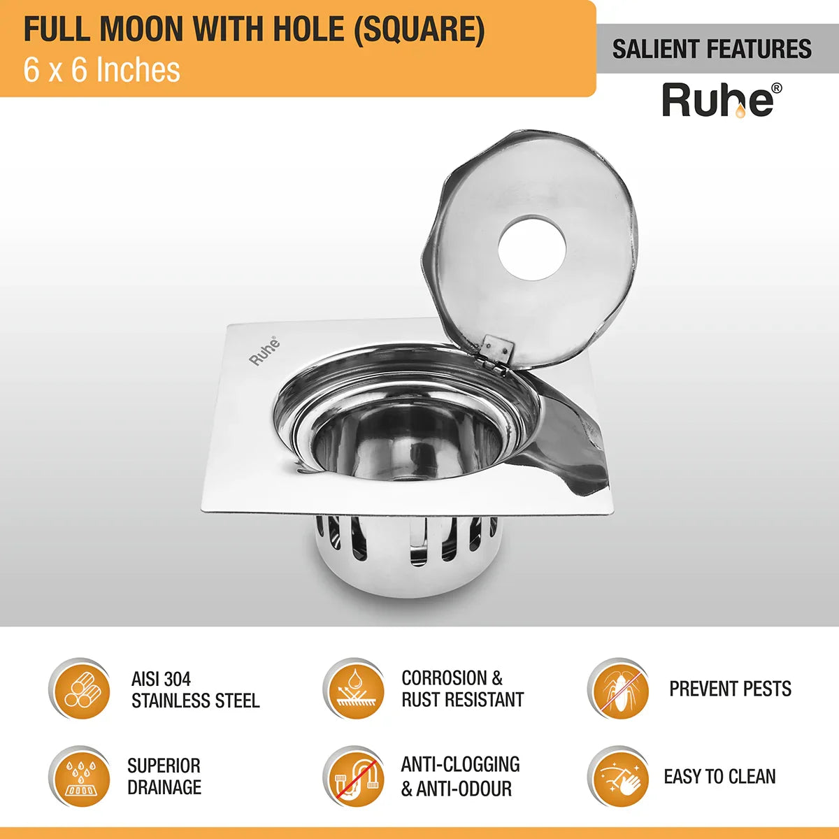 Full Moon Floor Drain with Cockroach Trap