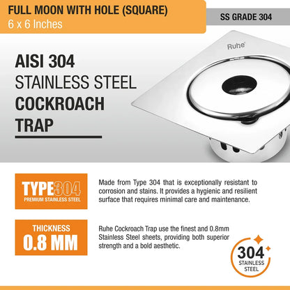 Full Moon Floor Drain with Cockroach Trap