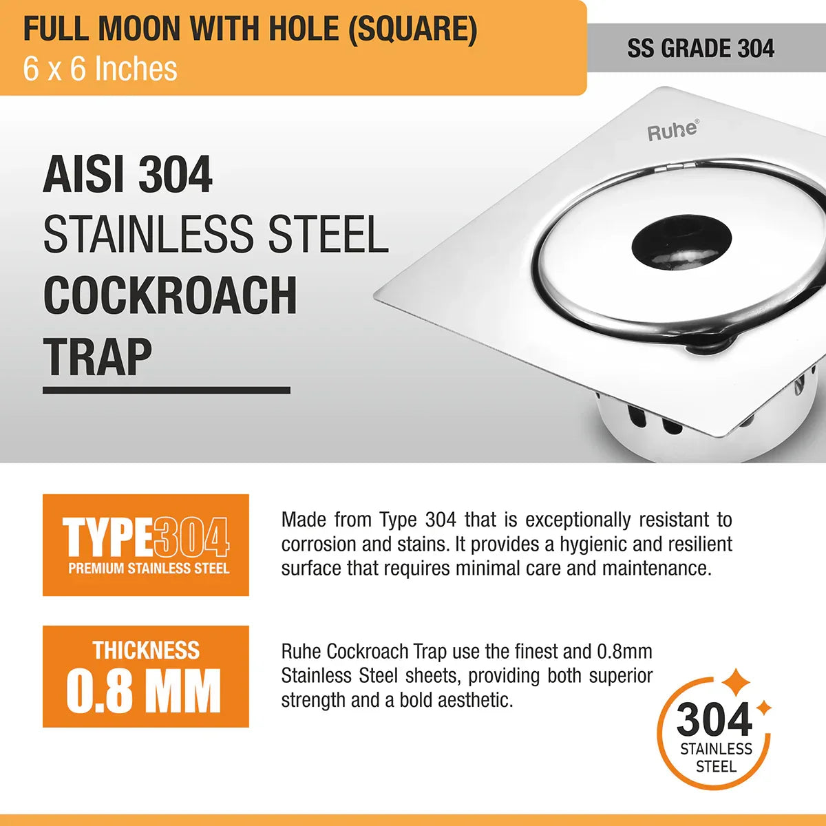 Full Moon Floor Drain with Cockroach Trap