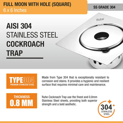 Full Moon Floor Drain with Cockroach Trap
