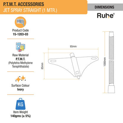Jet Spray PTMT Triangle Nozzle (1 Mtr) dimensions and size