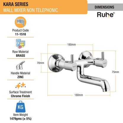 Kara Wall Mixer Non Telephonic Faucet dimensions and sizes