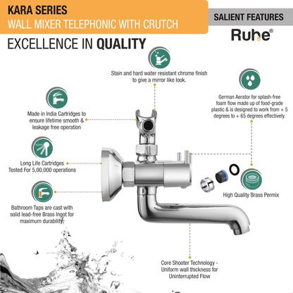 Kara Wall Mixer Telephonic with Crutch Faucet features