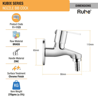 Kubix Nozzle Bib Tap Brass Faucet dimensions and size