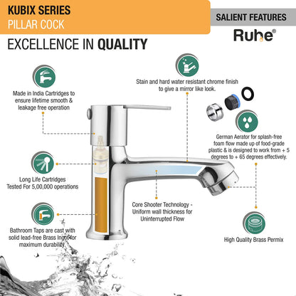 Kubix Pillar Tap Brass Faucet features
