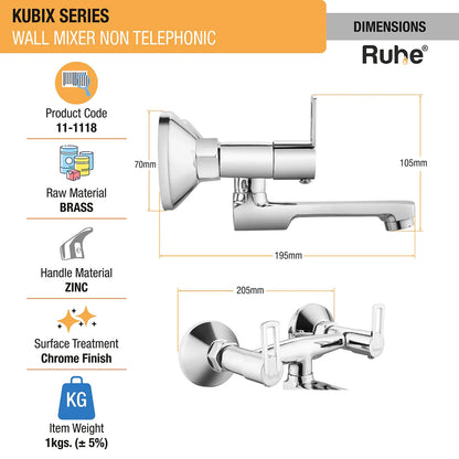 Kubix Wall Mixer Brass Faucet (Non-Telephonic) dimensions and size