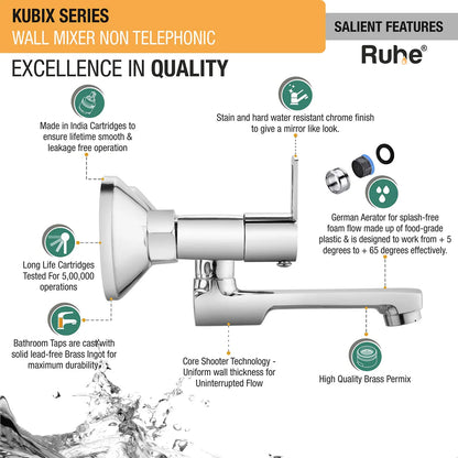 Kubix Wall Mixer Brass Faucet (Non-Telephonic) features