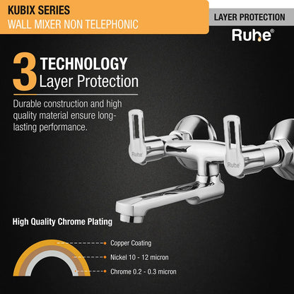 Kubix Wall Mixer Brass Faucet (Non-Telephonic) 3 layer protection